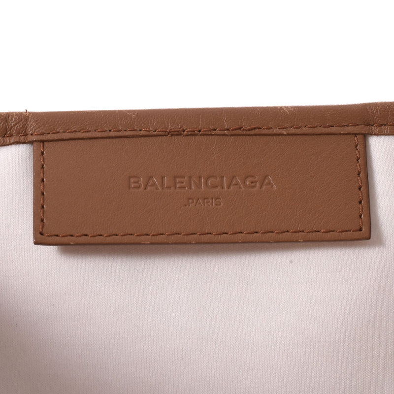 BALENCIAGA Balenciaga Navy Caba S White/Brown 339933 Ladies Canvas/Leather Handbag B Rank used Ginzo