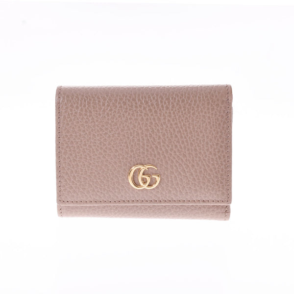 GUCCI Gucci GG Malmont Compact Wallet Beige 474746 Ladies Leather Three Fold Wallet A Rank Used Ginzo