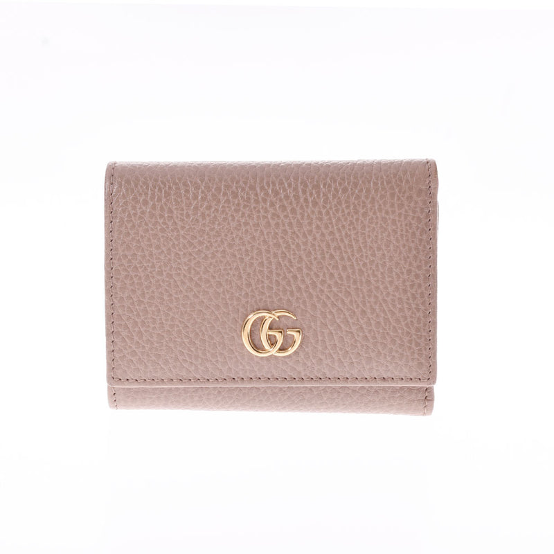 Gucci GG Marmont Compact Wallet Beige Ladies triple fold wallet