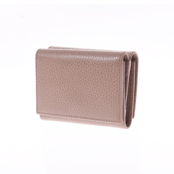 GUCCI Gucci GG Malmont Compact Wallet Beige 474746 Ladies Leather Three Fold Wallet A Rank Used Ginzo