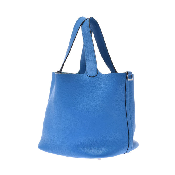 HERMES エルメス ピコタンロック MM ブルーザンジバル シルバー金具 X刻印(2016年頃) レディース トリヨンクレマンス ハンドバッグ ABランク 中古 銀蔵
