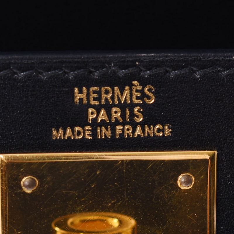 HERMES エルメス ケリー 28 外縫い 2WAY 黒 ゴールド金具 □F刻印(2002年頃) レディース BOXカーフ ハンドバッグ ABランク 中古 銀蔵