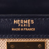 HERMES Hermes Hermes Kelly 32 2way navy/beige gold metal fittings ○ H -engraved (around 1978) Ladies towal/BOX Calf handbag B rank used Ginzo
