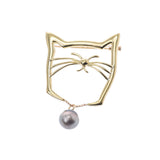 [Summer Selection] Ginzo used [Other] Cat motif 2WAY pendant top brooch/K18YG/Pearl ladies