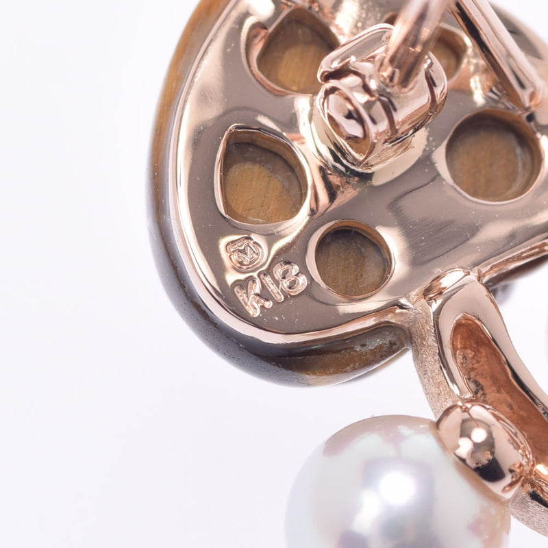 [Summer Selection] Ginzo used Mikimoto [Mikimoto] Mushroom Motif 2WAY pendant brooch/K18PG/Tiger Eye/Pearl Unisex