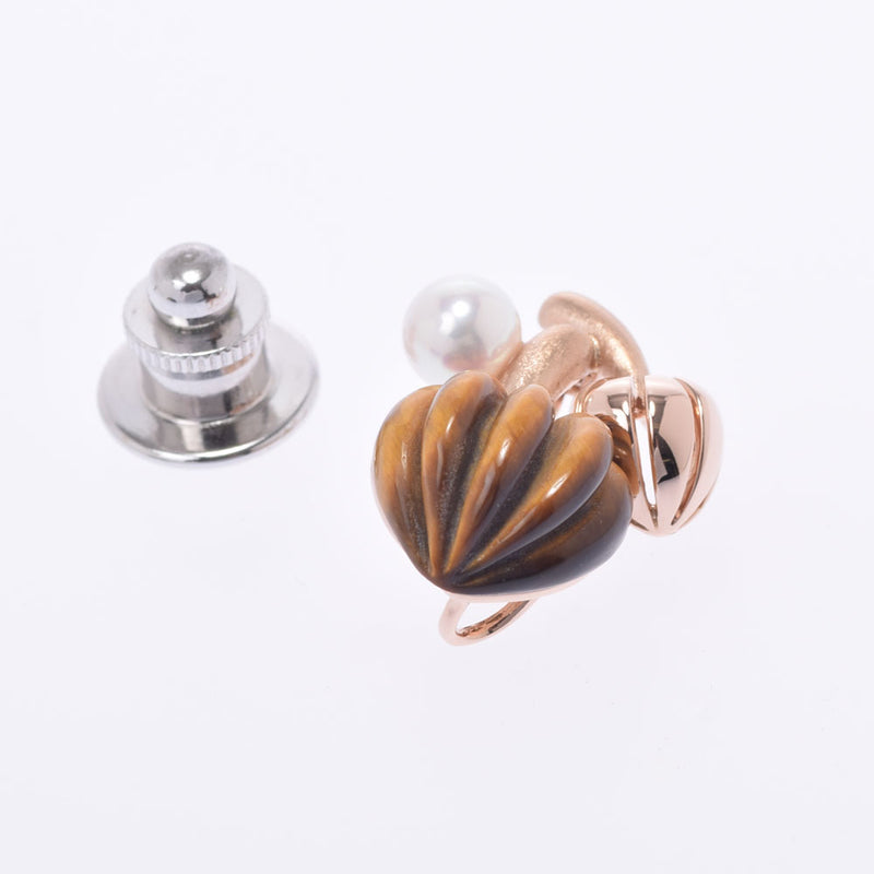 [Summer Selection] Ginzo used Mikimoto [Mikimoto] Mushroom Motif 2WAY pendant brooch/K18PG/Tiger Eye/Pearl Unisex