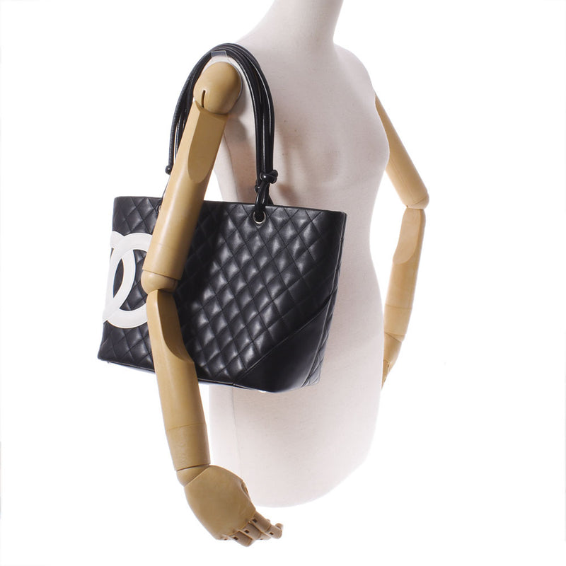 Chanel Large Tote 14132 Black/White Ladies Leather Tote Bag CHANEL