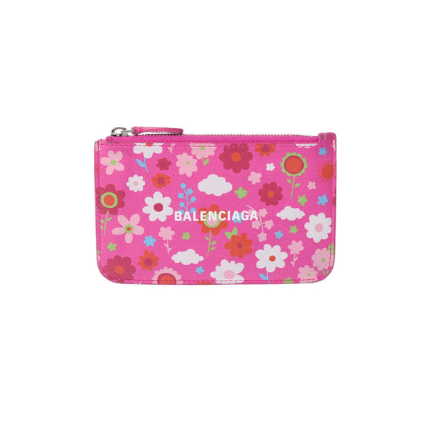 BALENCIAGA Balenciaga Case Case Card Holder Flower Pattern Pink 637130 Unisex Calf Coin Case B Rank Used Ginzo