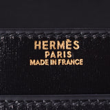 HERMES Hermes Piano Black Gold Bracket □ A engraved (around 1997) Ladies Box Carf Handbag A Rank Used Ginzo