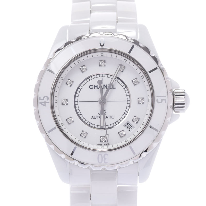 CHANEL Chanel J12 38mm 12P Diamond H1629 Men's White Ceramic/SS Watch Automatic White Dial A Rank used Ginzo