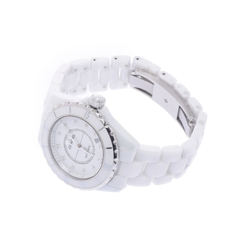 CHANEL Chanel J12 38mm 12P Diamond H1629 Men's White Ceramic/SS Watch Automatic White Dial A Rank used Ginzo