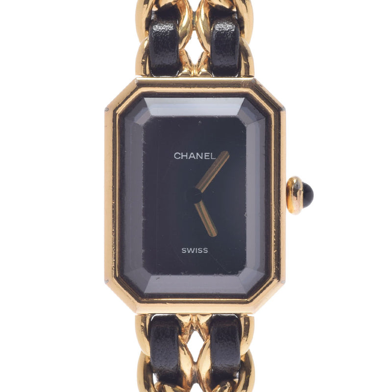 CHANEL Chanel Premiere Size L Ladies GP/Leather Watch Quartz Black Dial AB Rank used Ginzo