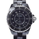 CHANEL Chanel J12 38mm 12P Diamond H1626 Men's Black Ceramic/SS Watch Automatic Black Dial A Rank used Ginzo