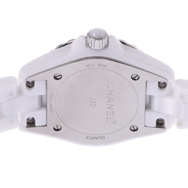 CHANEL Chanel J12 29mm 8P Diamond H2570 Ladies White Ceramic/SS Watch Quartz Shell Dial AB Rank Used Ginzo
