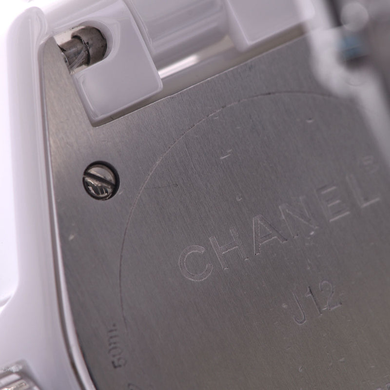 CHANEL シャネル J12 29mm 8Pダイヤ H2570 レディース 白セラミック/SS 腕時計 クオーツ シェル文字盤 ABランク 中古 銀蔵