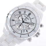 CHANEL Chanel J12 41mm Chrono H1007 Men's White Ceramic/SS Watch Automatic White Dial A Rank Used Ginzo