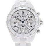 CHANEL Chanel J12 41mm Chrono H1007 Men's White Ceramic/SS Watch Automatic White Dial A Rank Used Ginzo