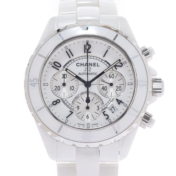 CHANEL Chanel J12 41mm Chrono H1007 Men's White Ceramic/SS Watch Automatic White Dial A Rank Used Ginzo