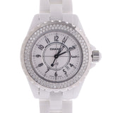 CHANEL Chanel Chanel J12 33mm Bezel Diamond H0967 Ladies White Ceramic/SS Watch Quartz White Dial A Rank Used Ginzo