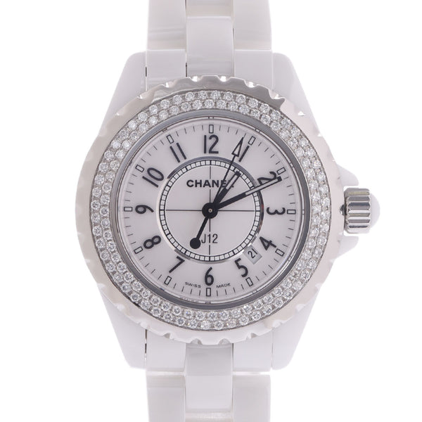 CHANEL Chanel Chanel J12 33mm Bezel Diamond H0967 Ladies White Ceramic/SS Watch Quartz White Dial A Rank Used Ginzo