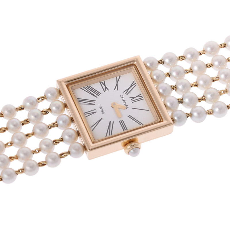 CHANEL Chanel Mademoiselle Pearl Bracelet H0007 Ladies YG Watch Quartz White Dial A Rank used Ginzo