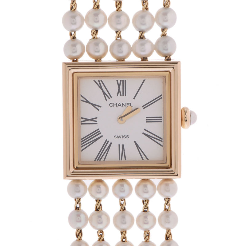 CHANEL Chanel Mademoiselle Pearl Bracelet H0007 Ladies YG Watch Quartz White Dial A Rank used Ginzo