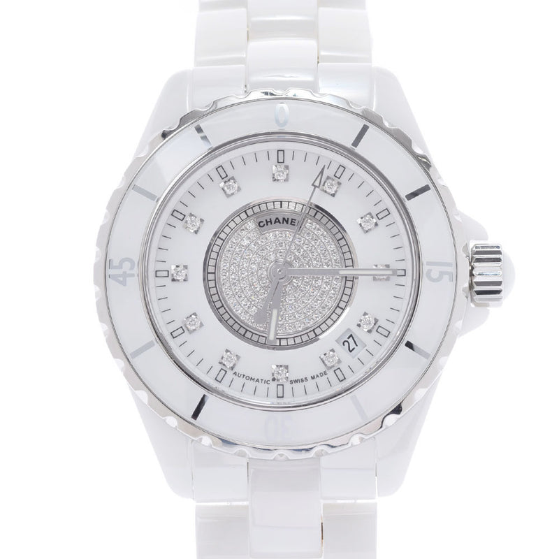 CHANEL Chanel J12 38mm Center Diamond 12P Diamond H1759 Men's White Ceramic/SS Watch Automatic White Dial A Rank Used Ginzo