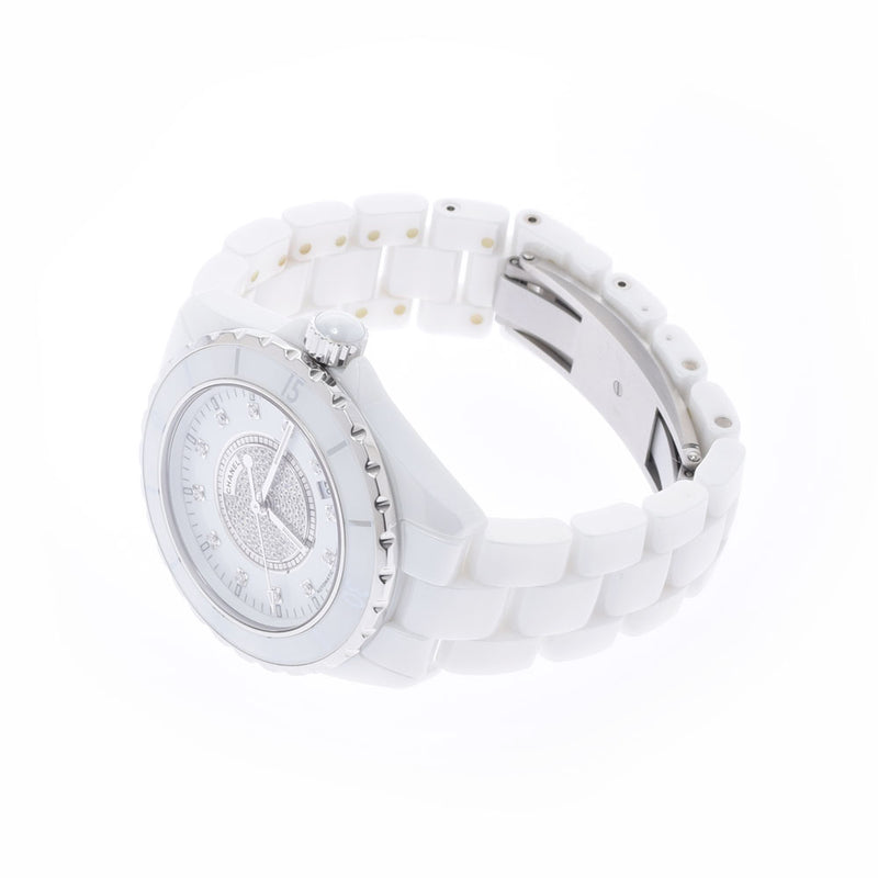 CHANEL Chanel J12 38mm Center Diamond 12P Diamond H1759 Men's White Ceramic/SS Watch Automatic White Dial A Rank Used Ginzo