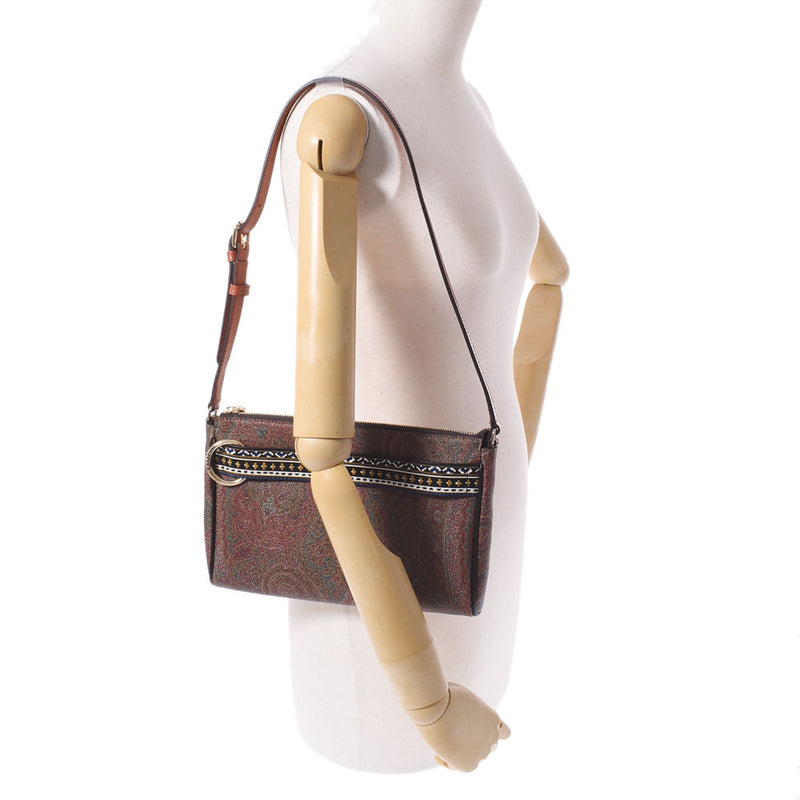 Ginzo used ETRO Etro Paisley Pattern 1I147 Brown/Multicolor PVC Shoulder Bag [Mother's Day 50,000 or less]
