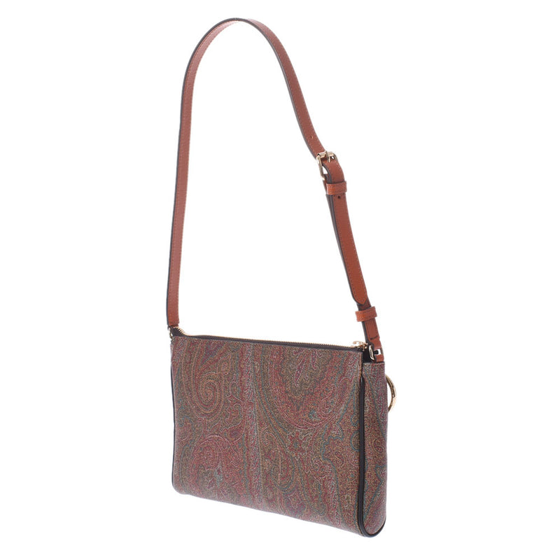 Ginzo used ETRO Etro Paisley Pattern 1I147 Brown/Multicolor PVC Shoulder Bag [Mother's Day 50,000 or less]