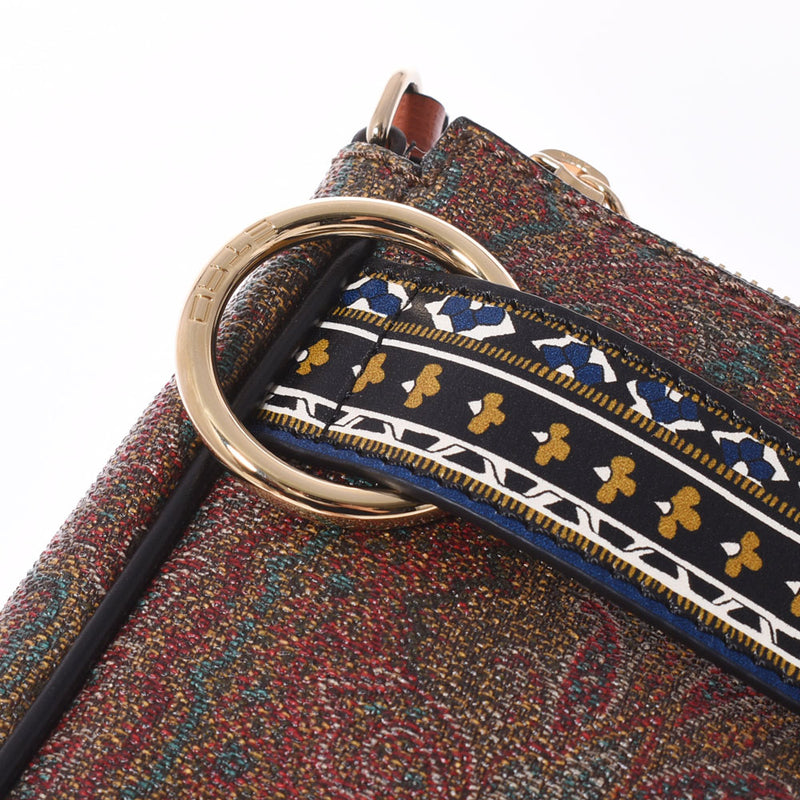 Ginzo used ETRO Etro Paisley Pattern 1I147 Brown/Multicolor PVC Shoulder Bag [Mother's Day 50,000 or less]
