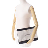 BALENCIAGA Balenciaga Clutch Bag White/Black 420407 Unisex Canvas/Calf Second Bag B Rank used Ginzo