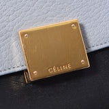 CELINE Celine Traps 2WAY Light blue/black/tea ladies calf x suede handbag AB rank used Ginzo