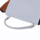 CELINE Celine Traps 2WAY Light blue/black/tea ladies calf x suede handbag AB rank used Ginzo