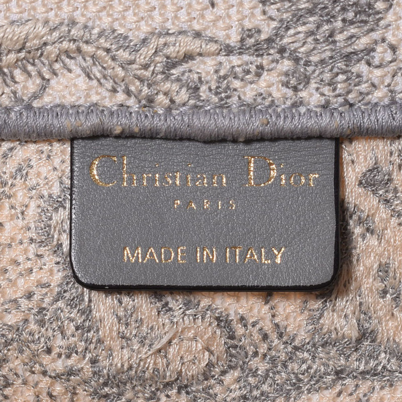 CHRISTIAN DIOR クリスチャンディオール ブックトート グレー/白 ユニセックス キャンバス トートバッグ Bランク 中古 銀蔵