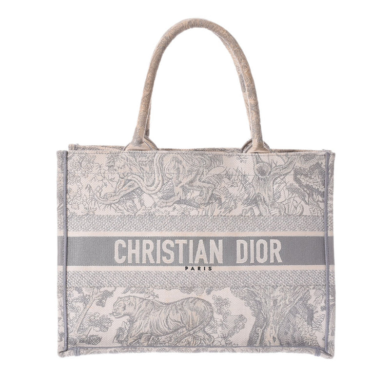 Christian Dior Book Tote Gray/White Unisex Canvas Tote Bag 