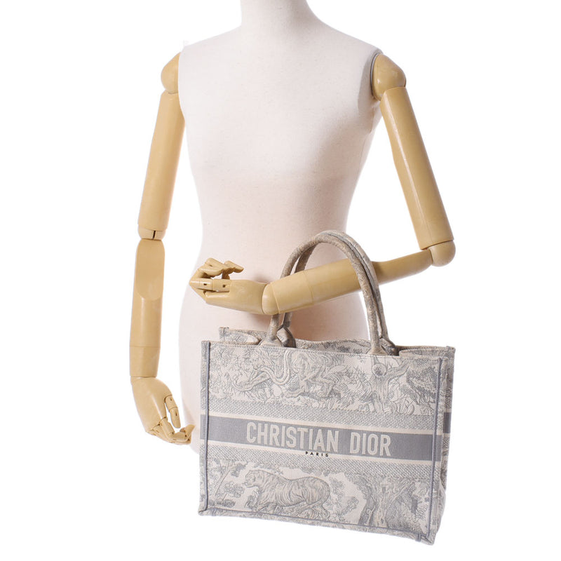 Christian Dior Book Tote Gray White Unisex Canvas Tote Bag