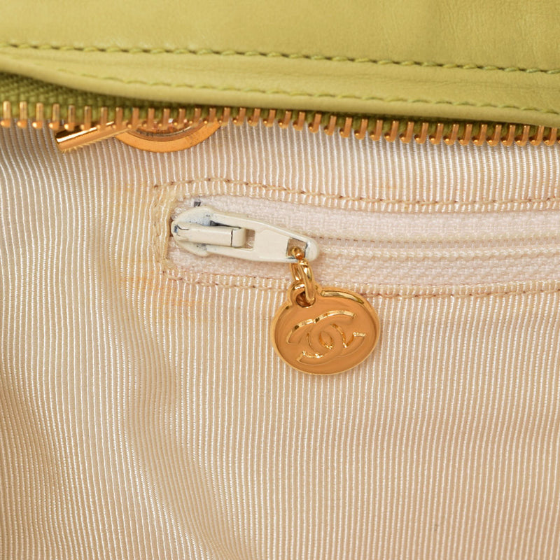 CHANEL Chanel Chain Tote Green Gold Bracket Ladies Ram Skin Tote Bag B Rank used Ginzo
