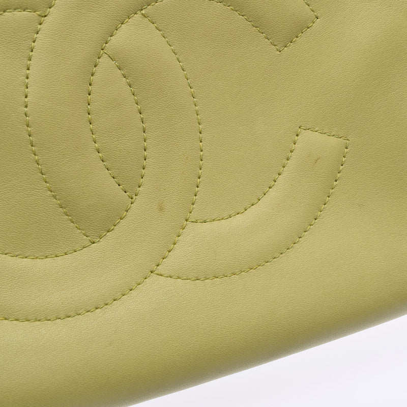 CHANEL Chanel Chain Tote Green Gold Bracket Ladies Ram Skin Tote Bag B Rank used Ginzo