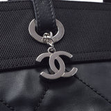 CHANEL Chanel Paris Beerlit Tote MM Black Ladies Calf Canvas Tote Bag AB Rank used Ginzo