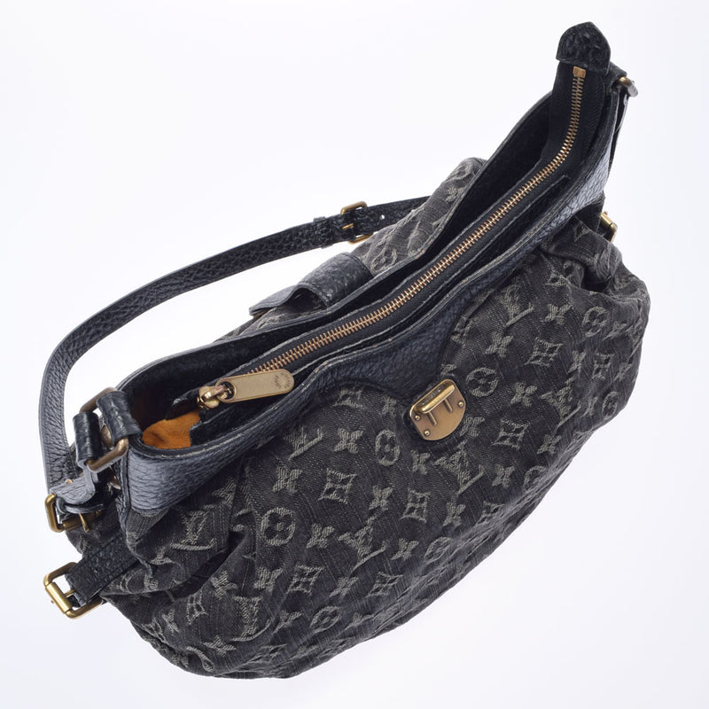 LOUIS VUITTON BLACK MONOGRAM DENIM XS HOBO BAG