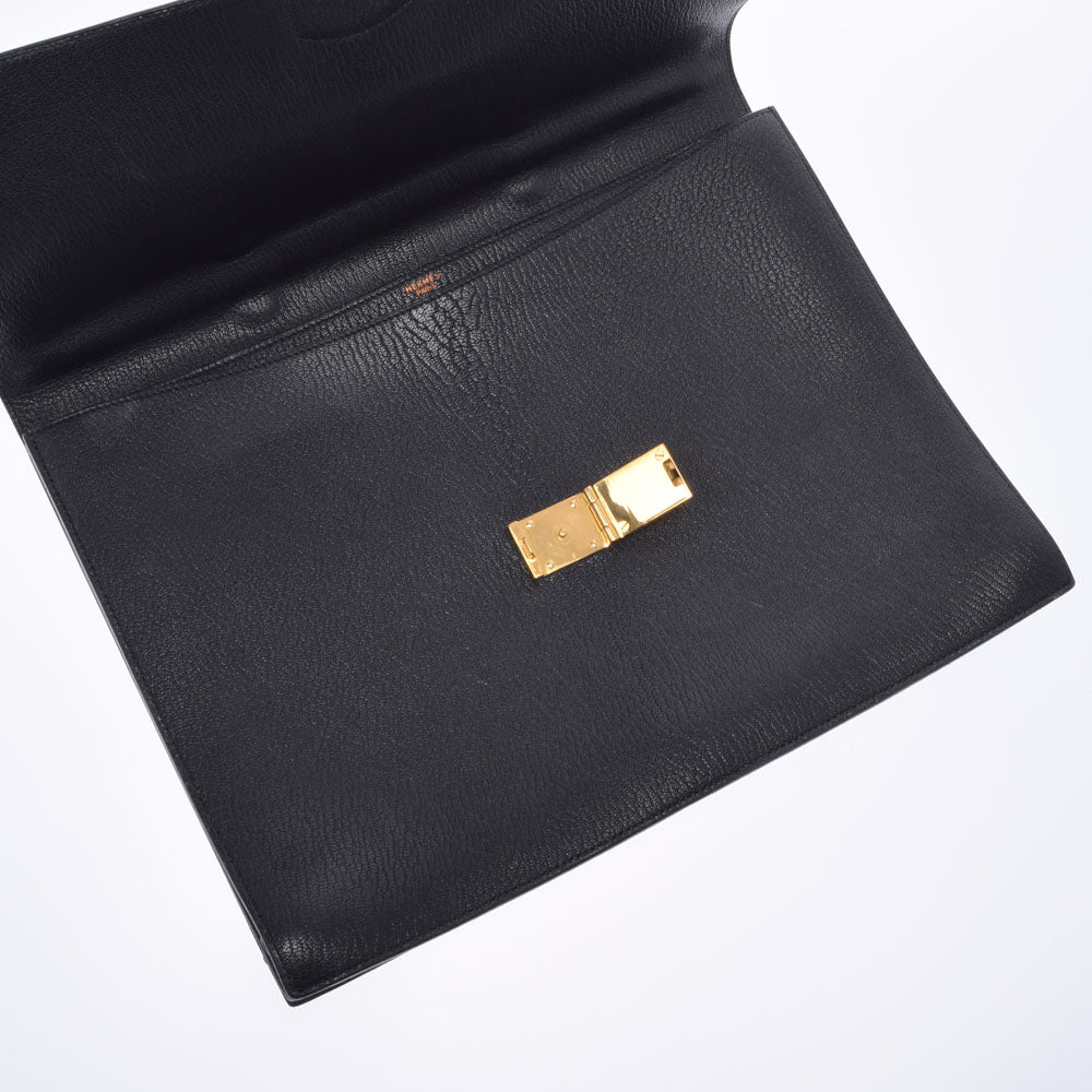 エルメスサックアデペッシュ38 ブリーフケース 黒 ゴールド金具 □B