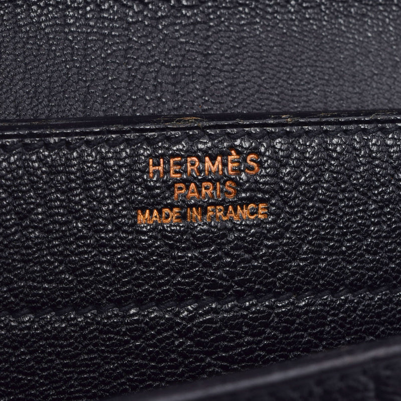 HERMES エルメス サックアデペッシュ38 ブリーフケース 黒 ゴールド金具 □B刻印(1998年頃) メンズ シェーブル ビジネスバッグ Bランク 中古 銀蔵