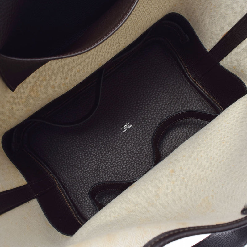 HERMES Hermes Picotan GM Long Shoulder Dark Brown □ F engraved (around 2002) Ladies Amazonia Handbag B Rank used Ginzo