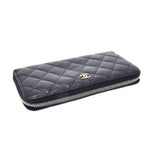 CHANEL Chanel Matrasse Round Fastener Black Gold Bracket Ladies Cabiaskin Long Wallet B Rank Used Ginzo