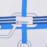 [Valentine Men's Accessories] HERMES Hermes Petit Kale 45 CORRE SPONDANCE White x Orange x Blue Unisex Silk 100 % Scarf unused Ginzo