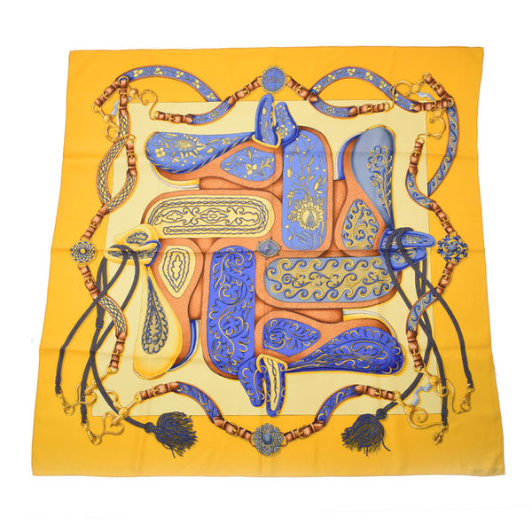 HERMES Hermes Care 90 FESTIVAL / Festival Yellow Ladies Silk 100 % Scarf A Rank used Ginzo