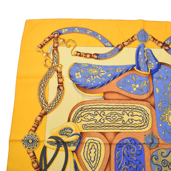 HERMES Hermes Care 90 FESTIVAL / Festival Yellow Ladies Silk 100 % Scarf A Rank used Ginzo