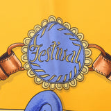 HERMES Hermes Care 90 FESTIVAL / Festival Yellow Ladies Silk 100 % Scarf A Rank used Ginzo