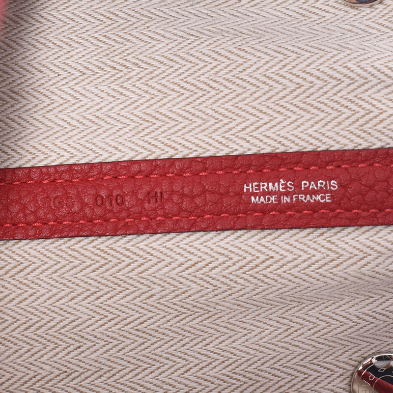 HERMES Hermes Garden Party PM Tote Bag Rouge Kazak Silver Bracket T (around 2015) Ladies Negona Handbag A Rank Used Ginzo